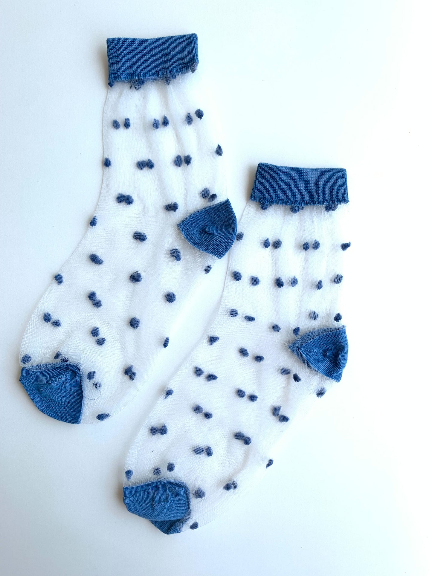 Dot Patterned Blue Colored Tulle Socks