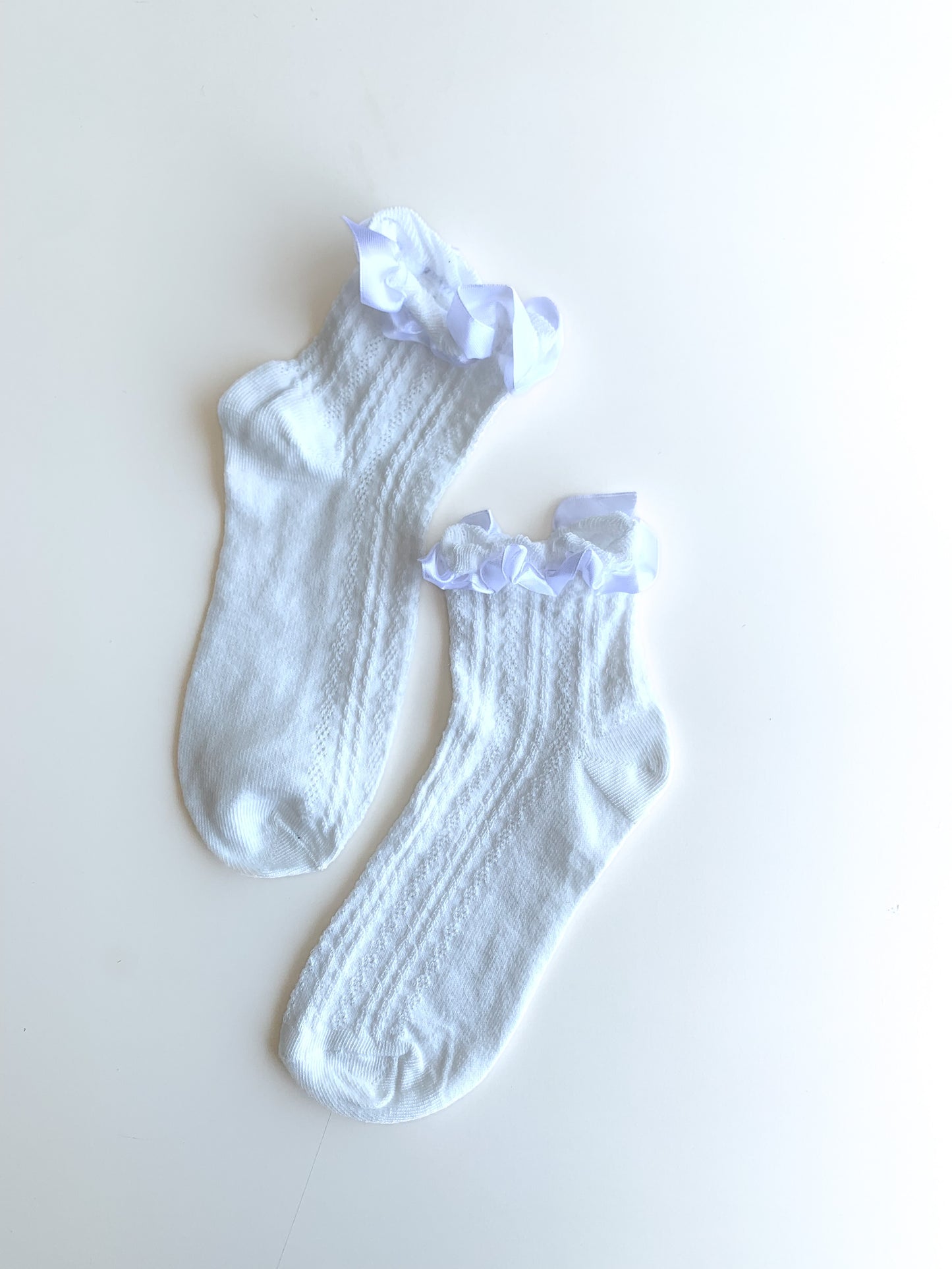 Ruffle Detailed White Colored Socks
