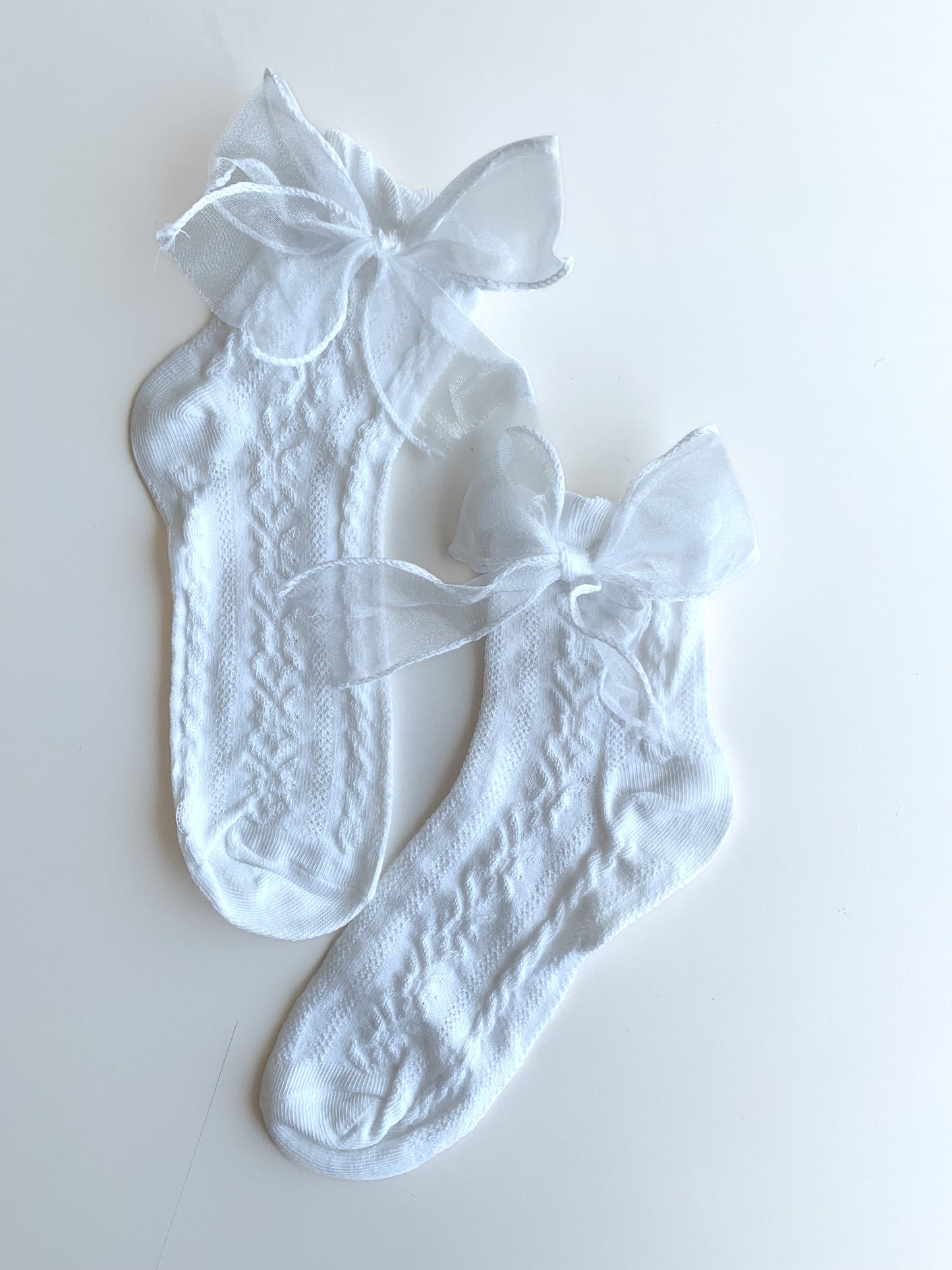 Ribbon Detailed White Booties Socks