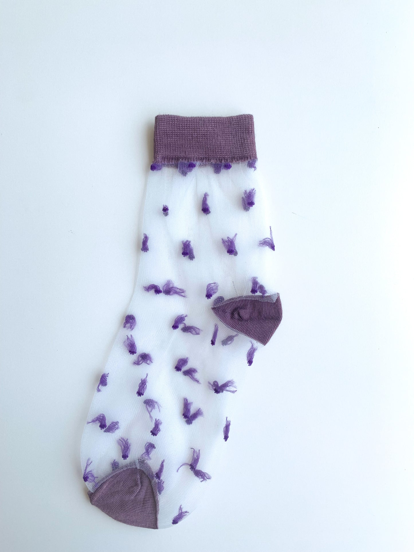 Dot Patterned Purple Colored Tulle Socks