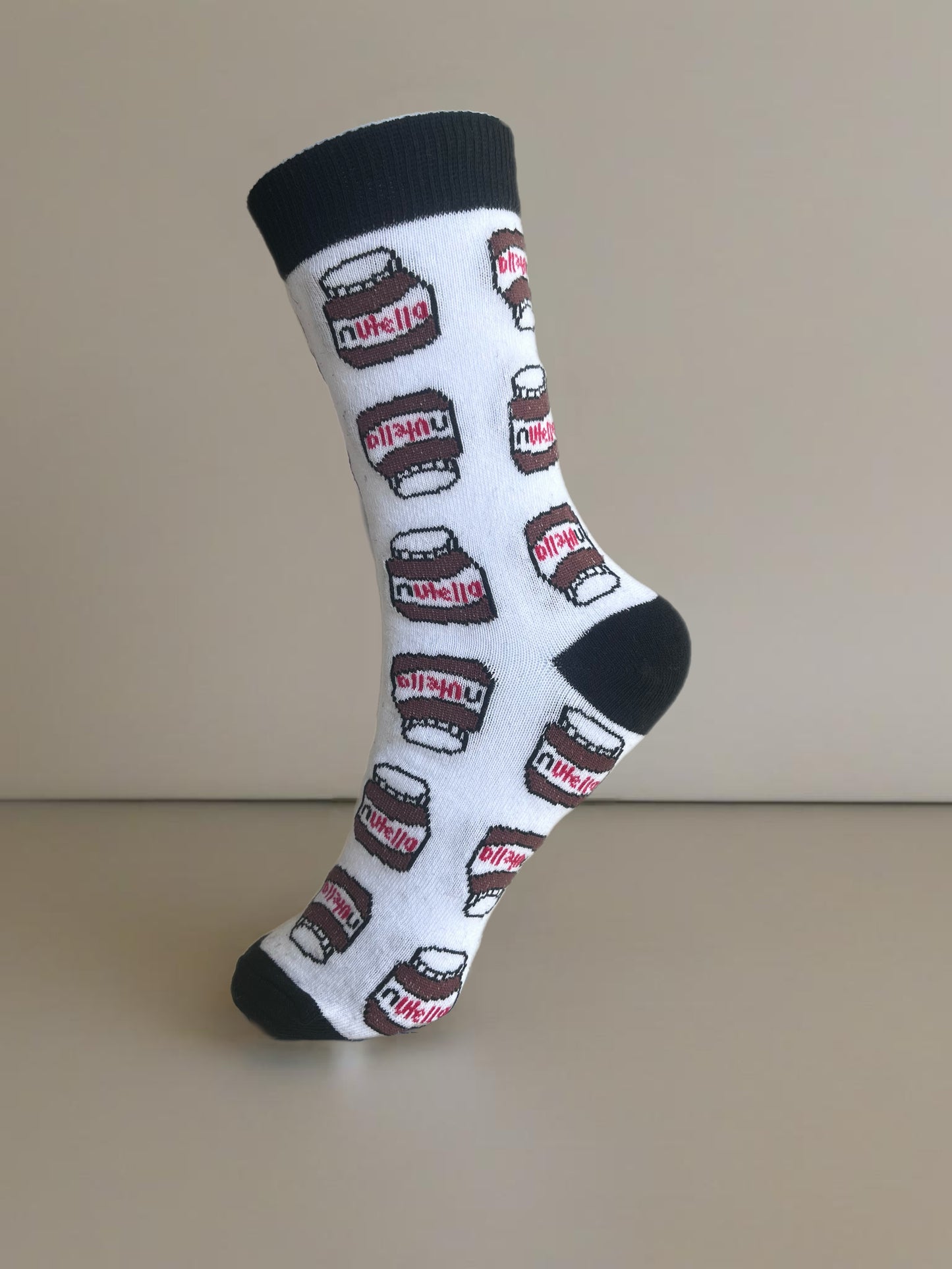 Nutella Detailed Navy Blue-White Colored Socks
