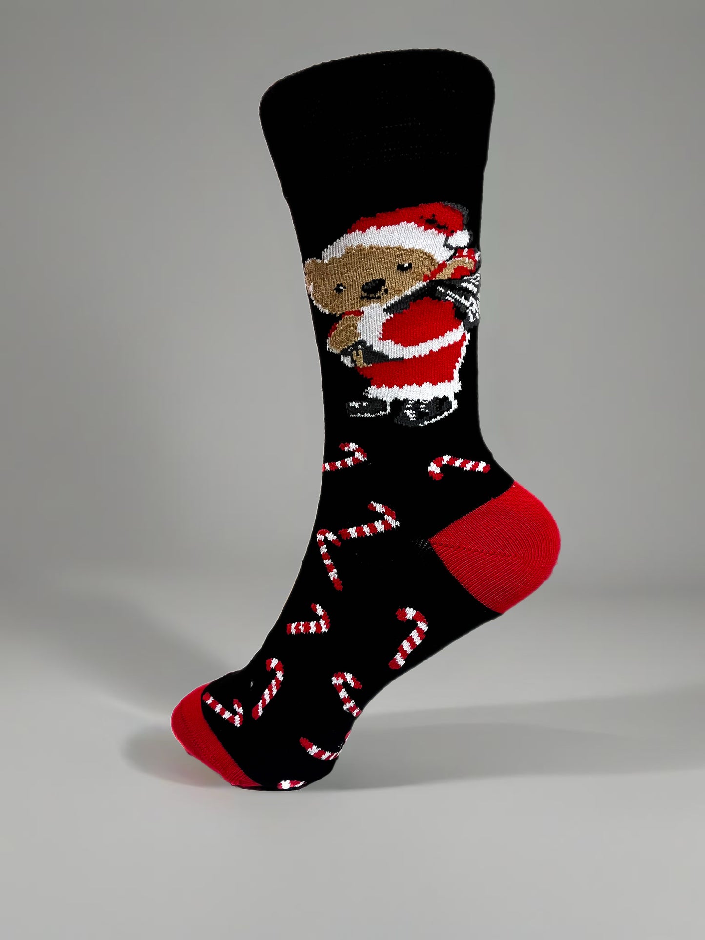 Noel Teddy Temalı Siyah Çorap
