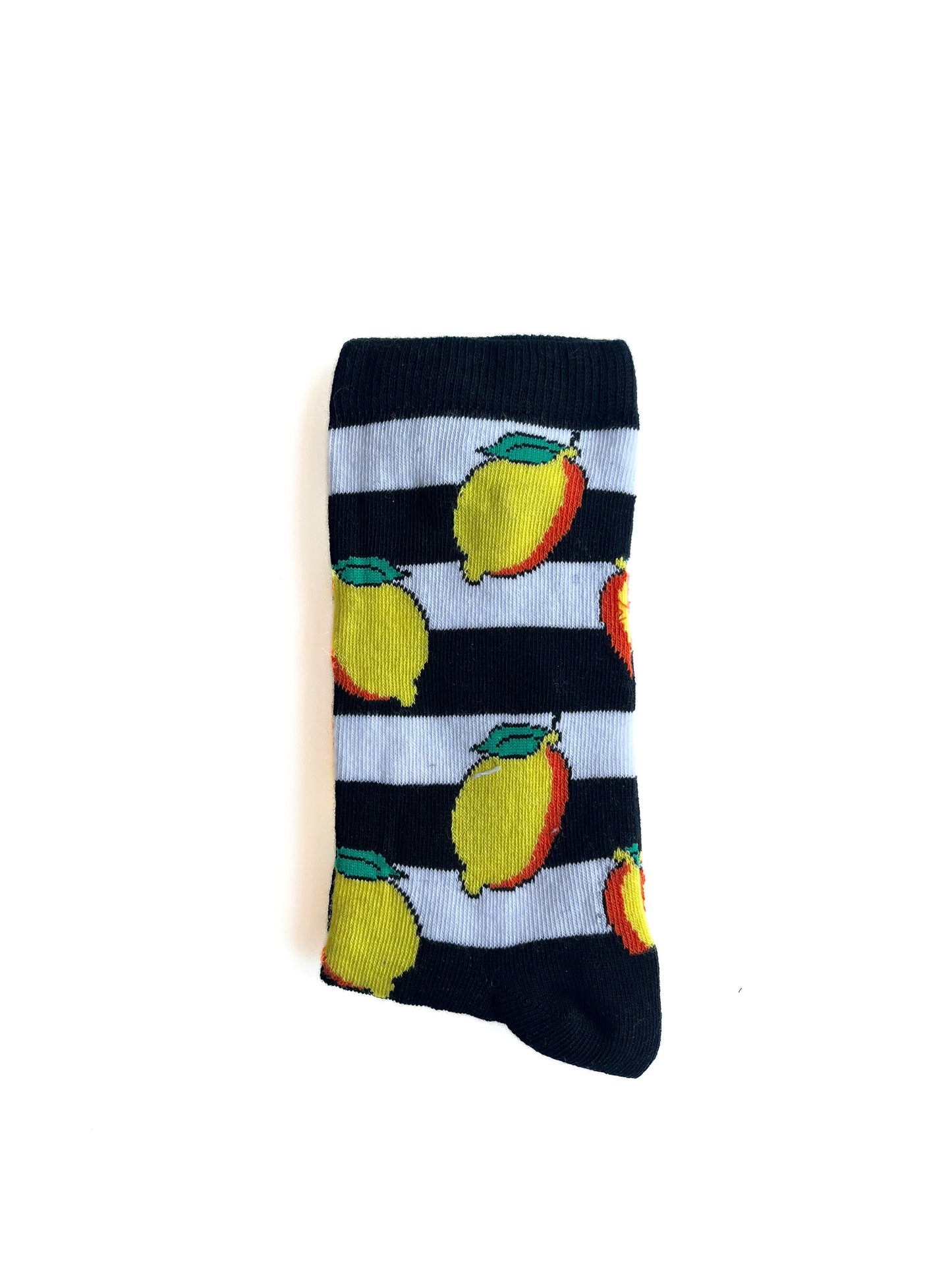Lemon Detailed Navy Blue-White Colored Socks