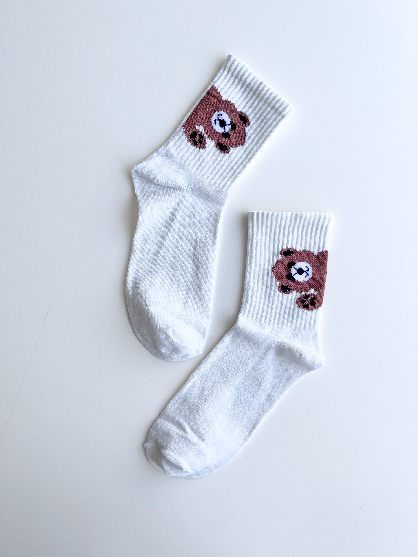 Bear Teddy Detailed White Socks