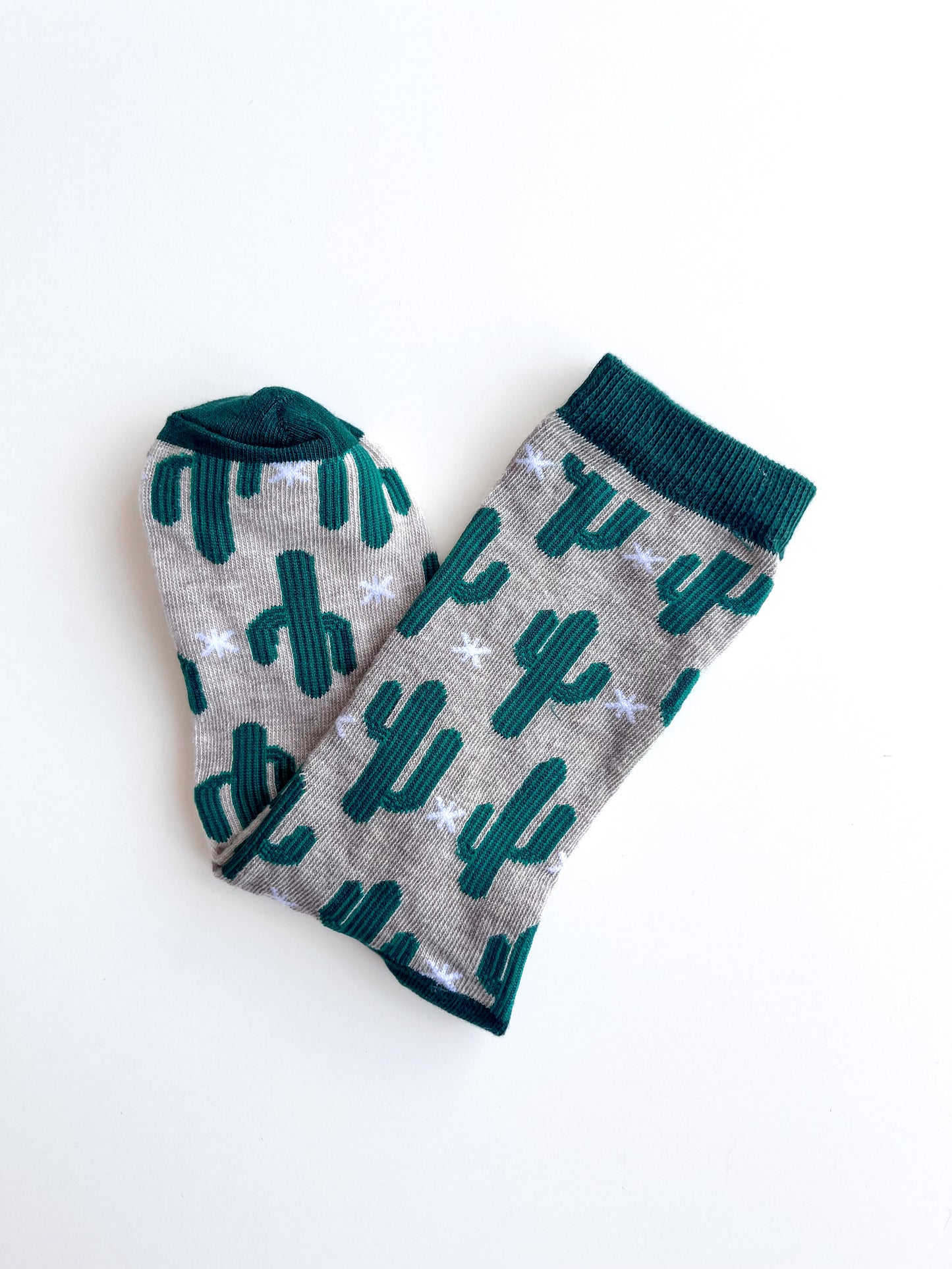White Colored Socks with Cactus Detail