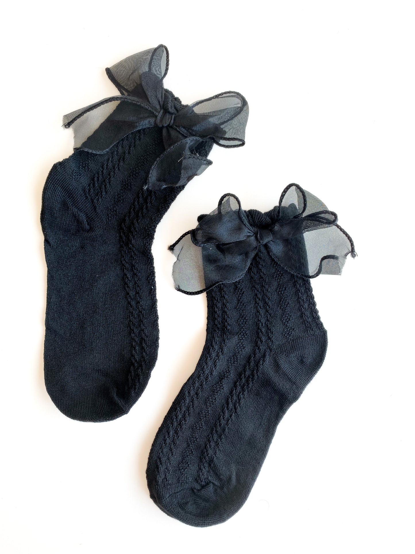 Ribbon Detailed Black Booties Socks