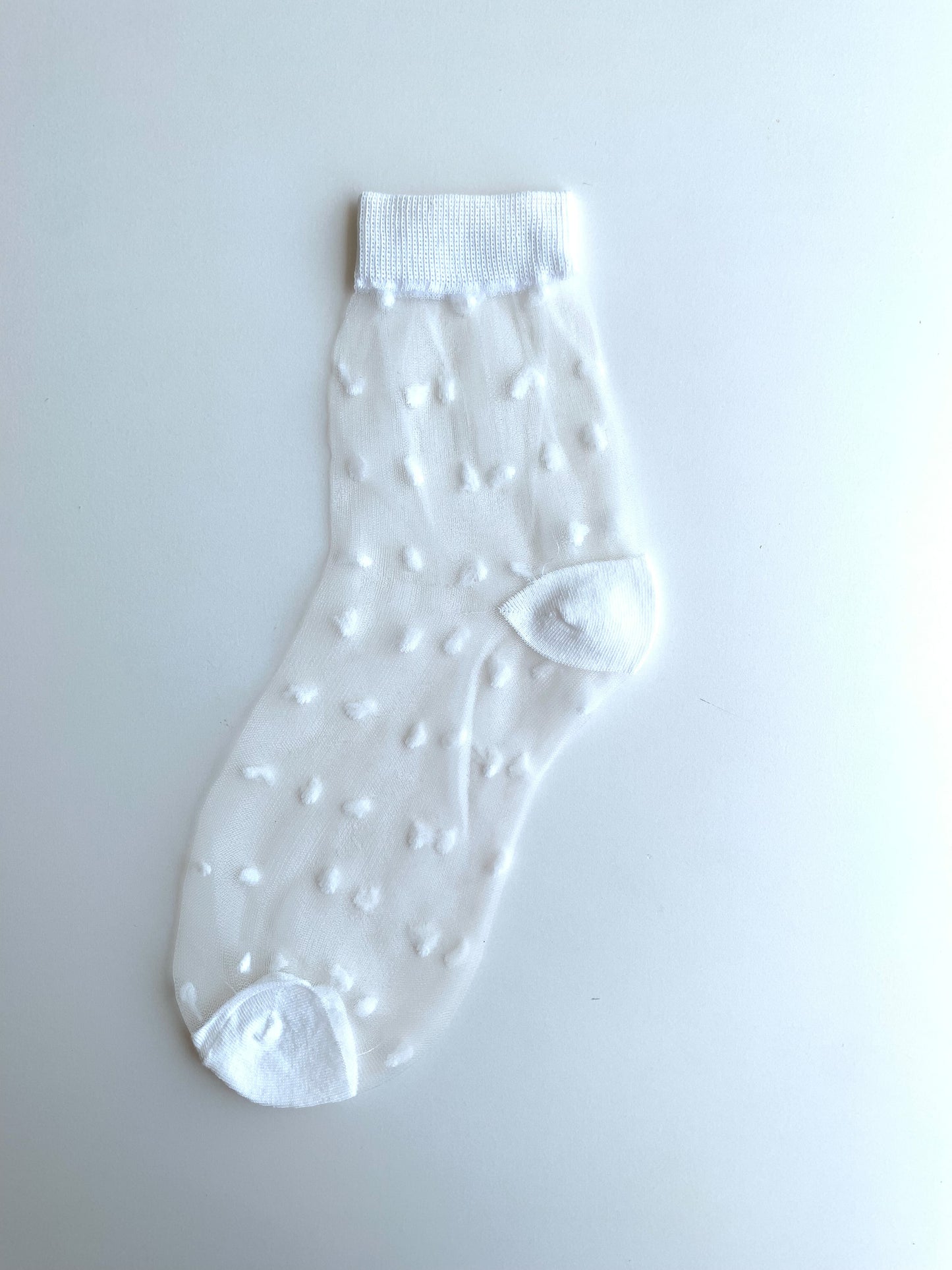 Dot Patterned White Colored Tulle Socks