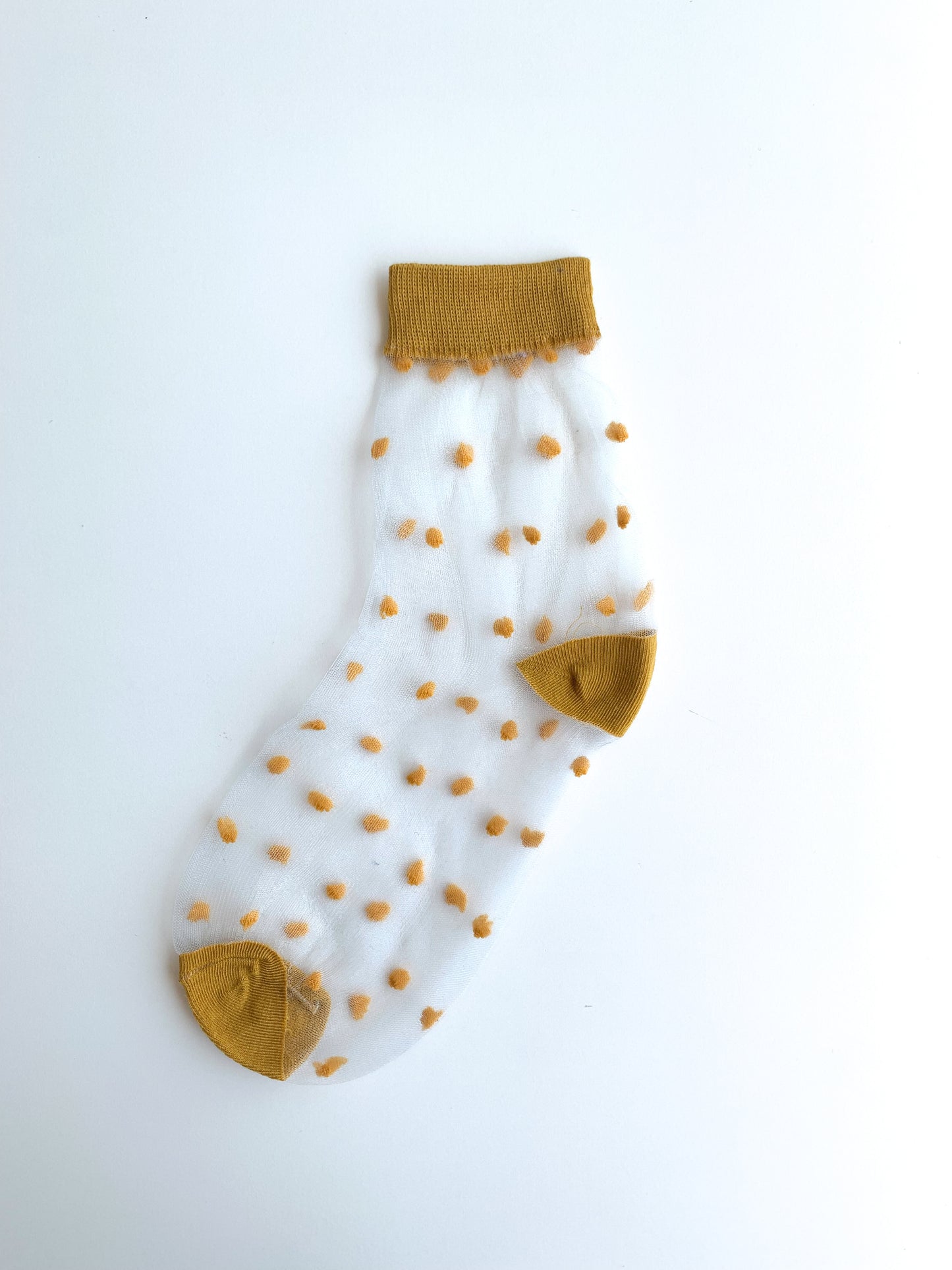Dot Patterned Mustard Colored Tulle Socks