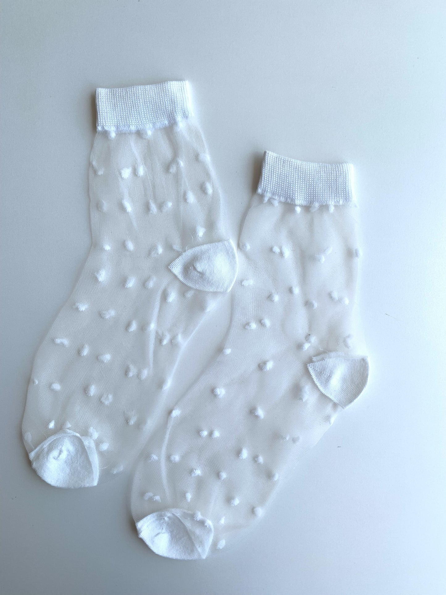 Dot Patterned White Colored Tulle Socks