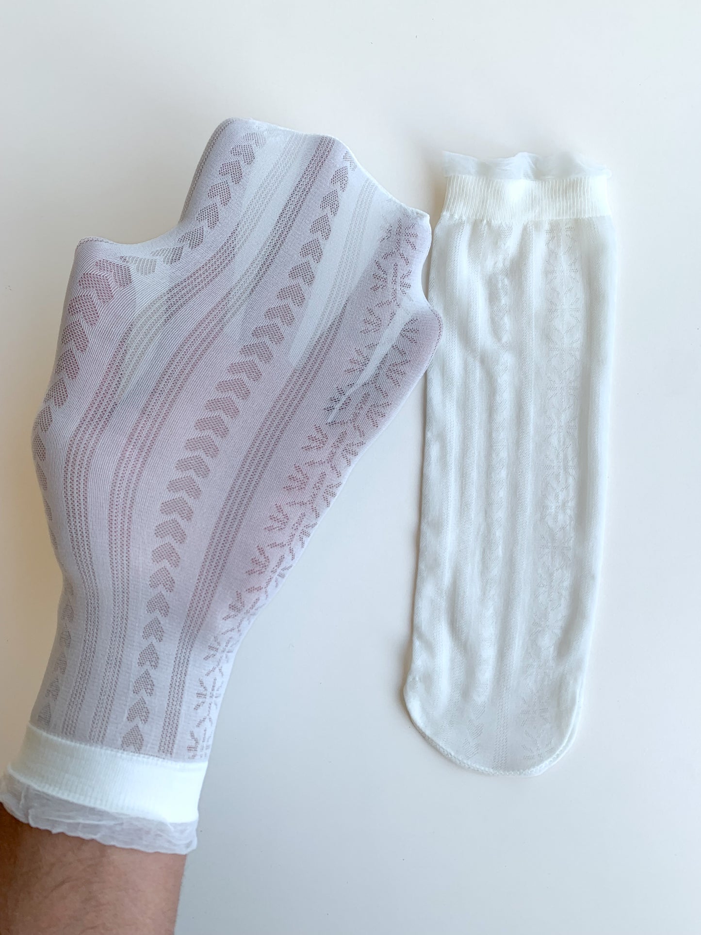 Mixed patterned White Tulle Socks