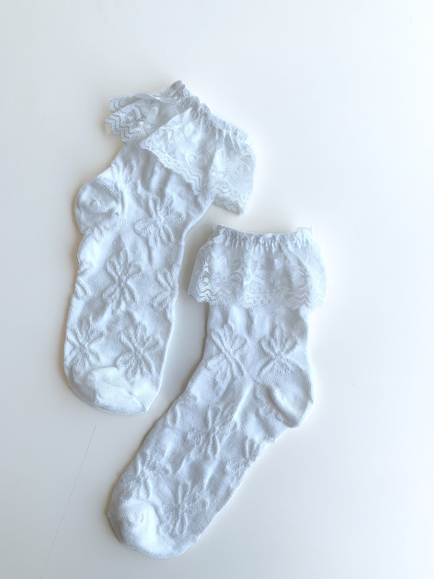 Tulle Detailed Floral White Colored Booties Socks