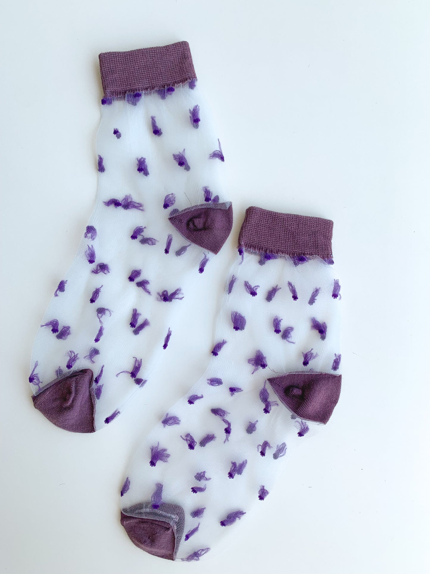 Dot Patterned Purple Colored Tulle Socks