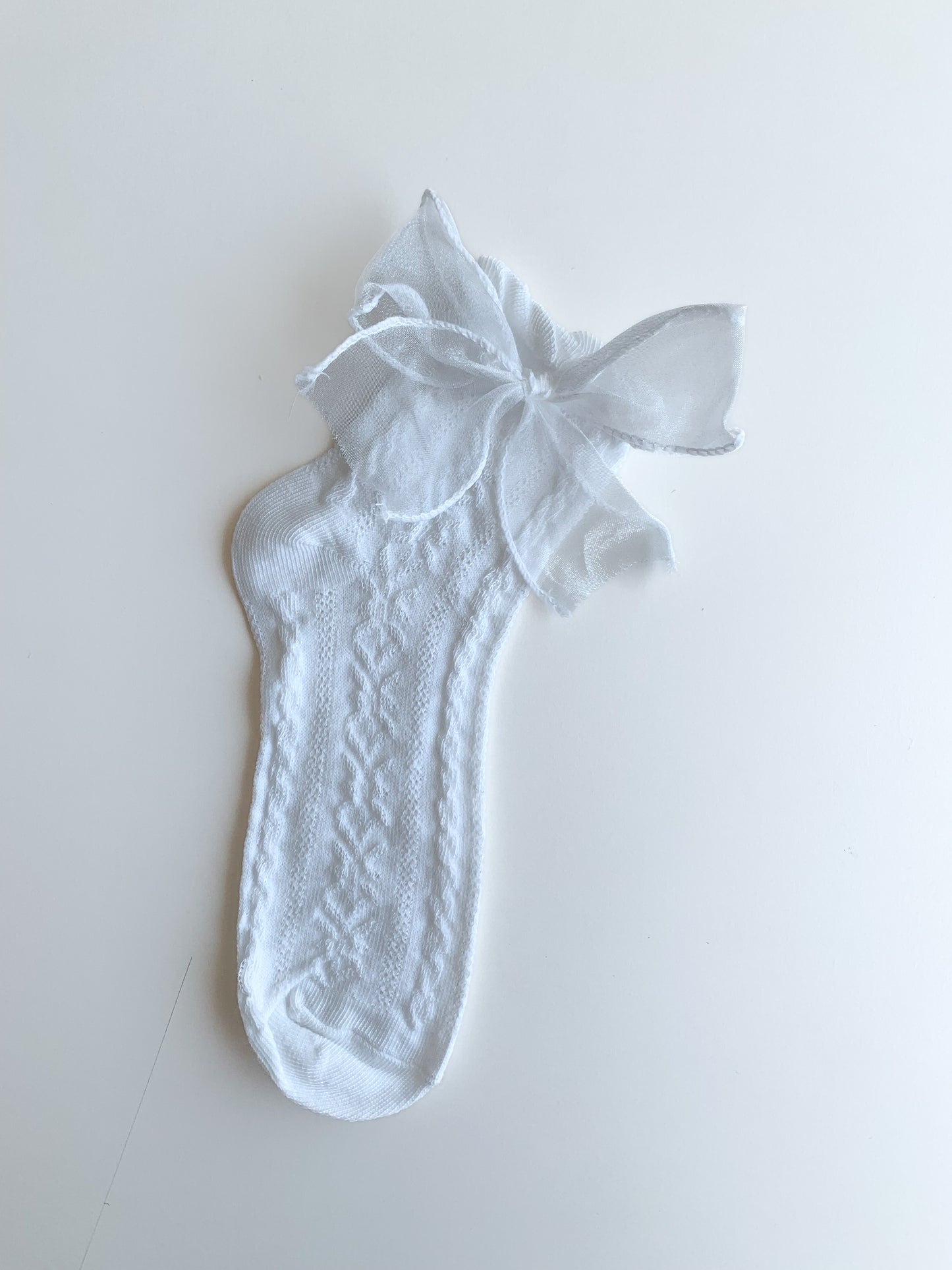 Ribbon Detailed White Booties Socks