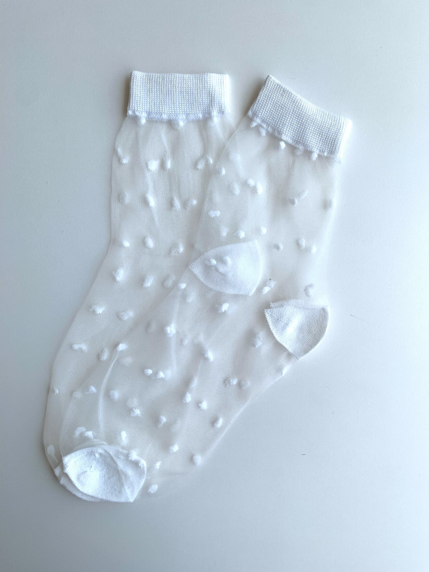 Dot Patterned White Colored Tulle Socks