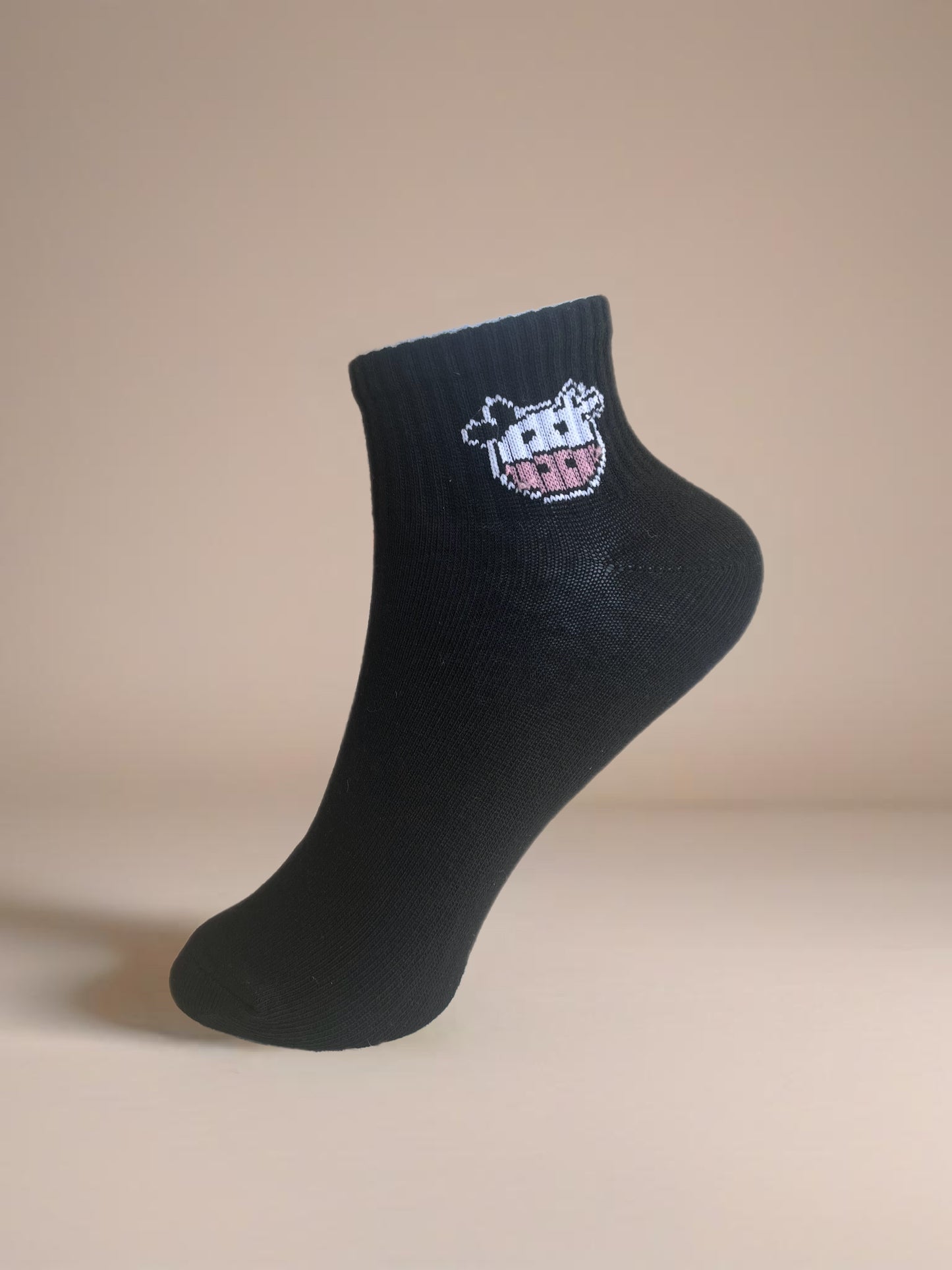 Cow Detailed Booties Socks