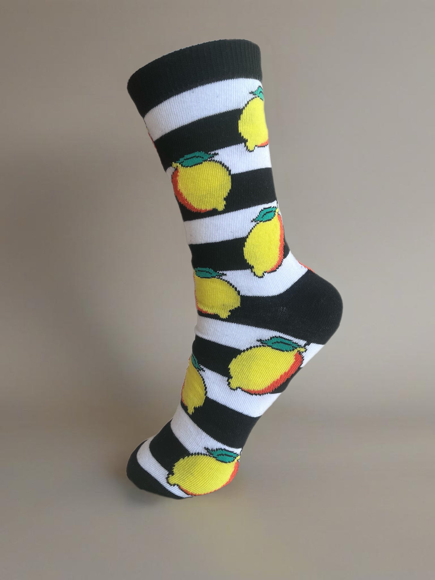 Lemon Detailed Navy Blue-White Colored Socks