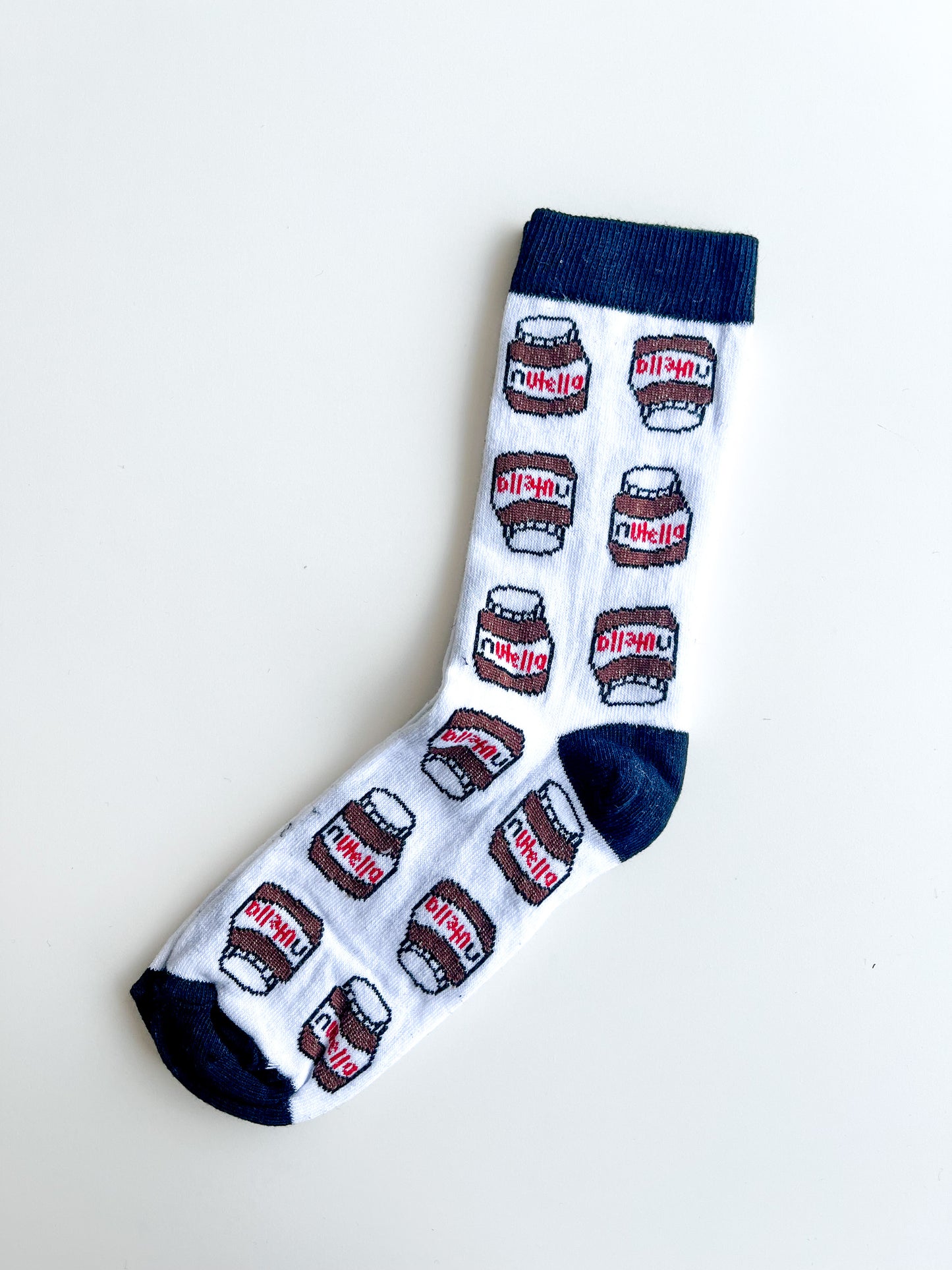 Nutella Detailed Navy Blue-White Colored Socks