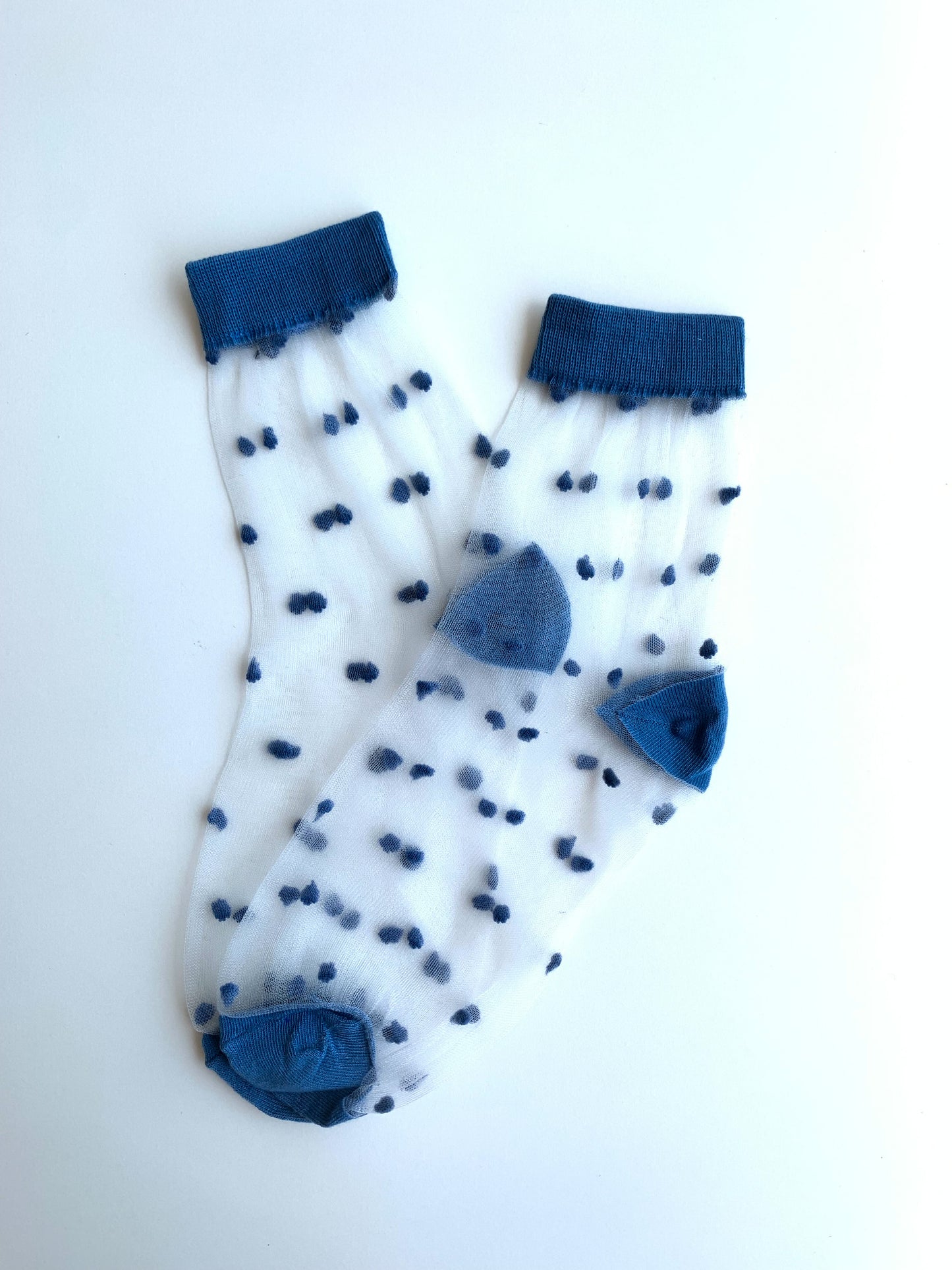 Dot Patterned Blue Colored Tulle Socks