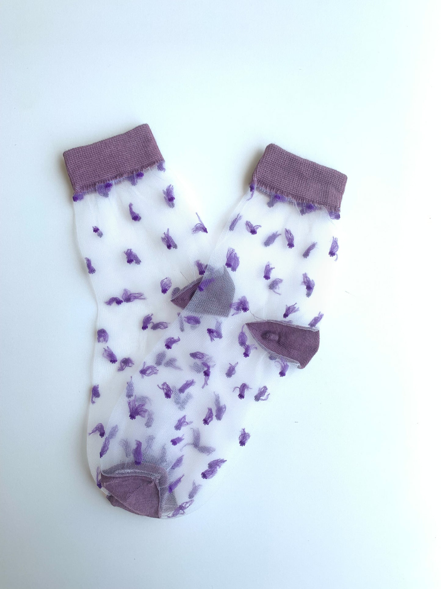 Dot Patterned Purple Colored Tulle Socks