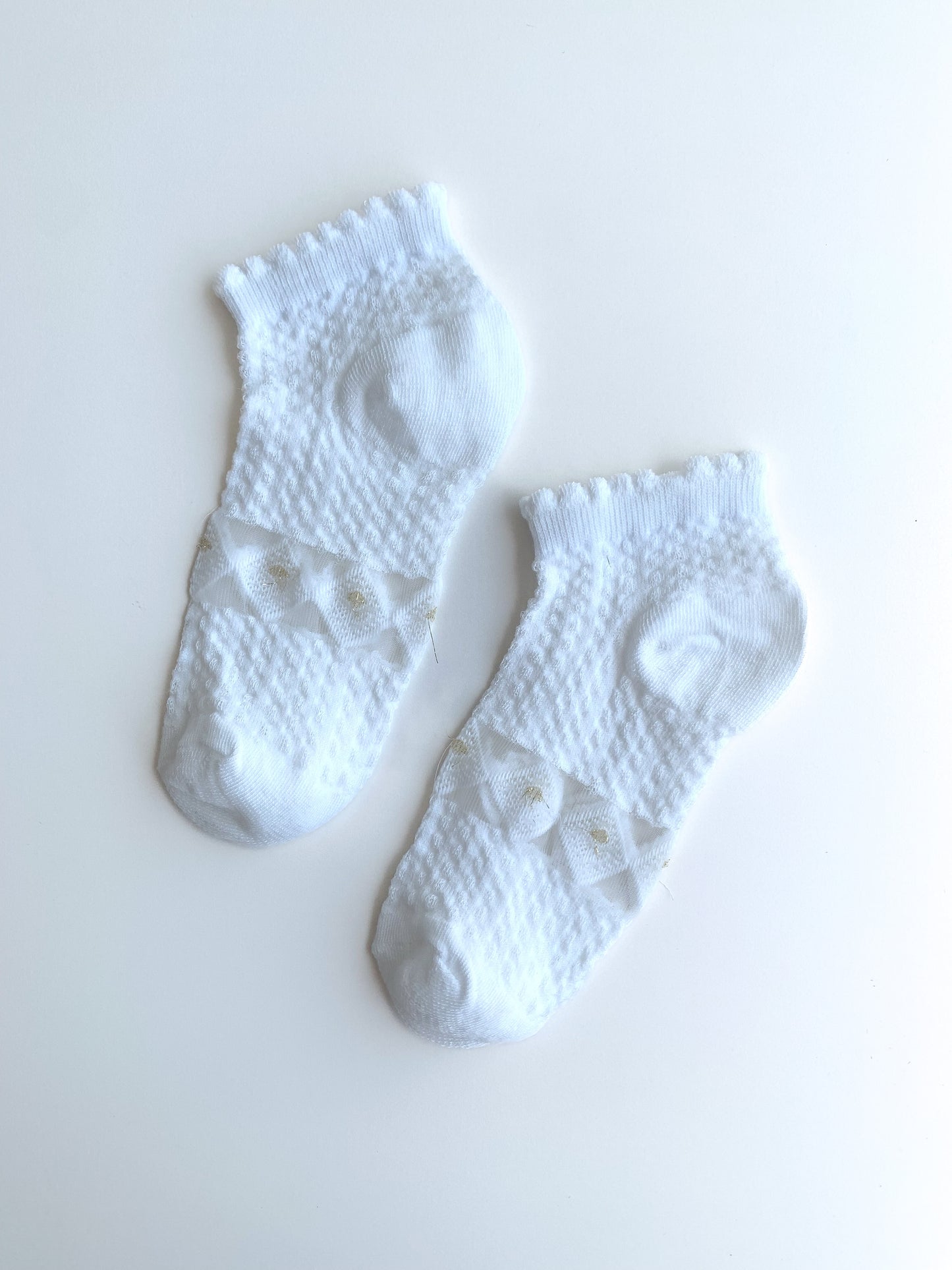 White Colored Booties Socks with Diamond Pattern
