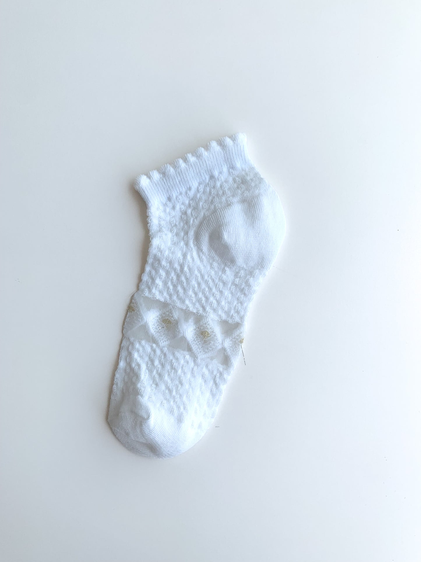 White Colored Booties Socks with Diamond Pattern