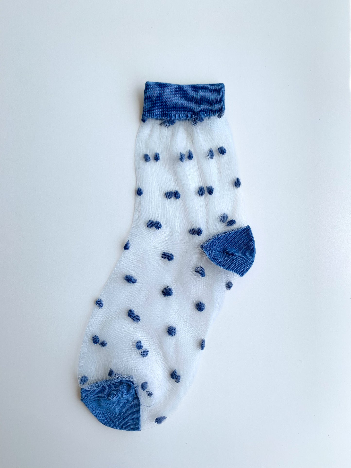 Dot Patterned Blue Colored Tulle Socks