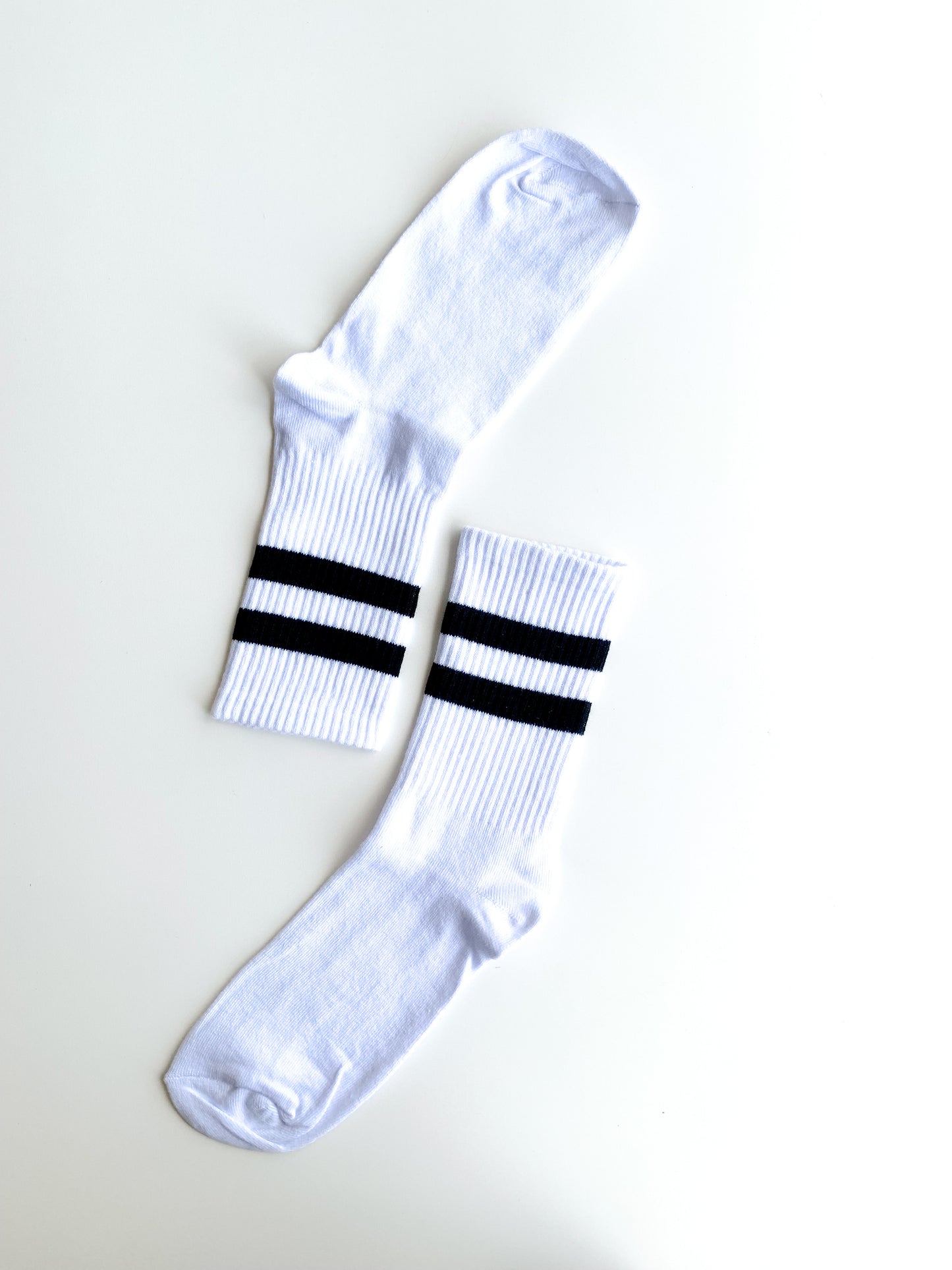 Black Striped White Colored Socks