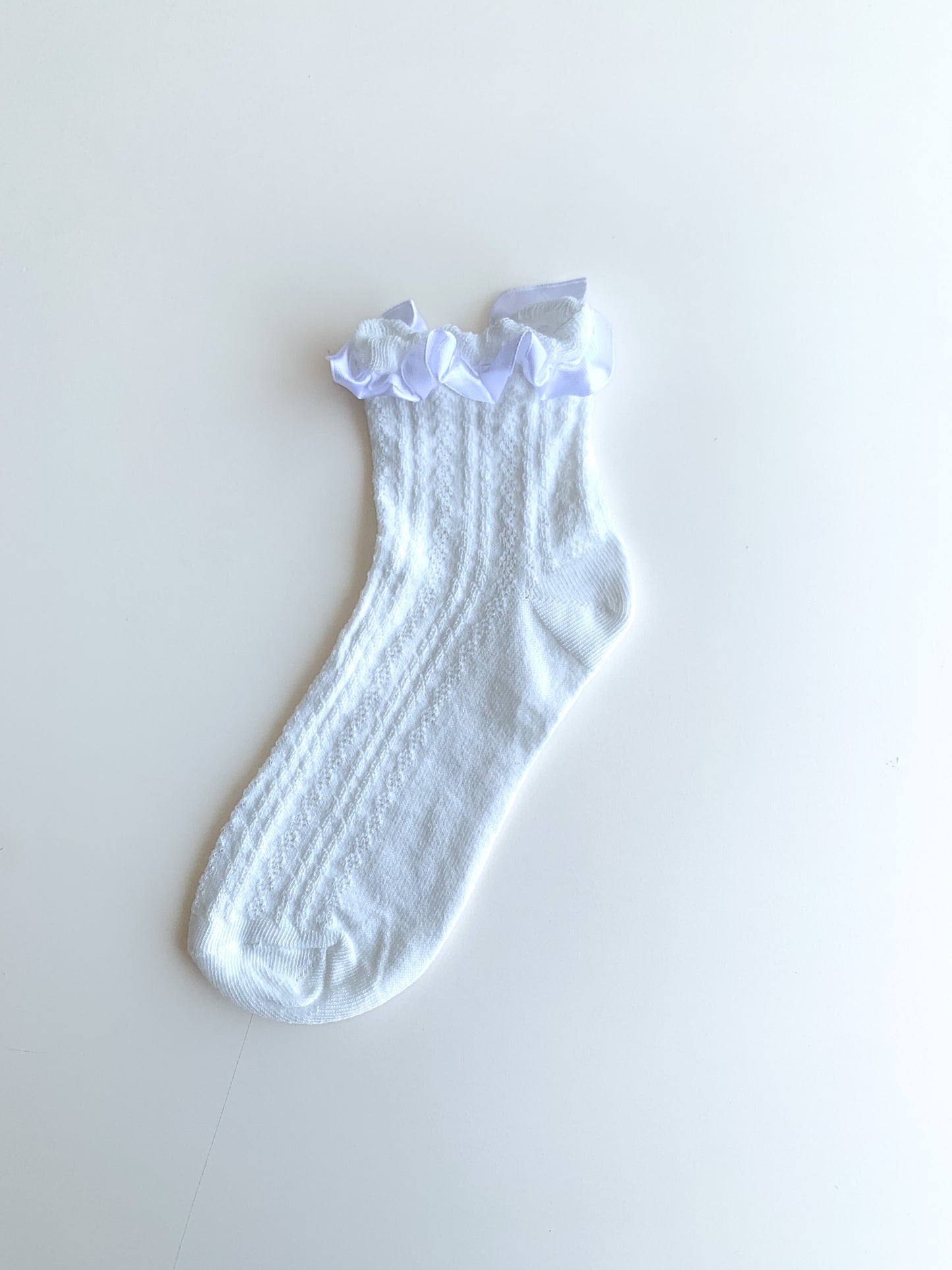 Ruffle Detailed White Colored Socks