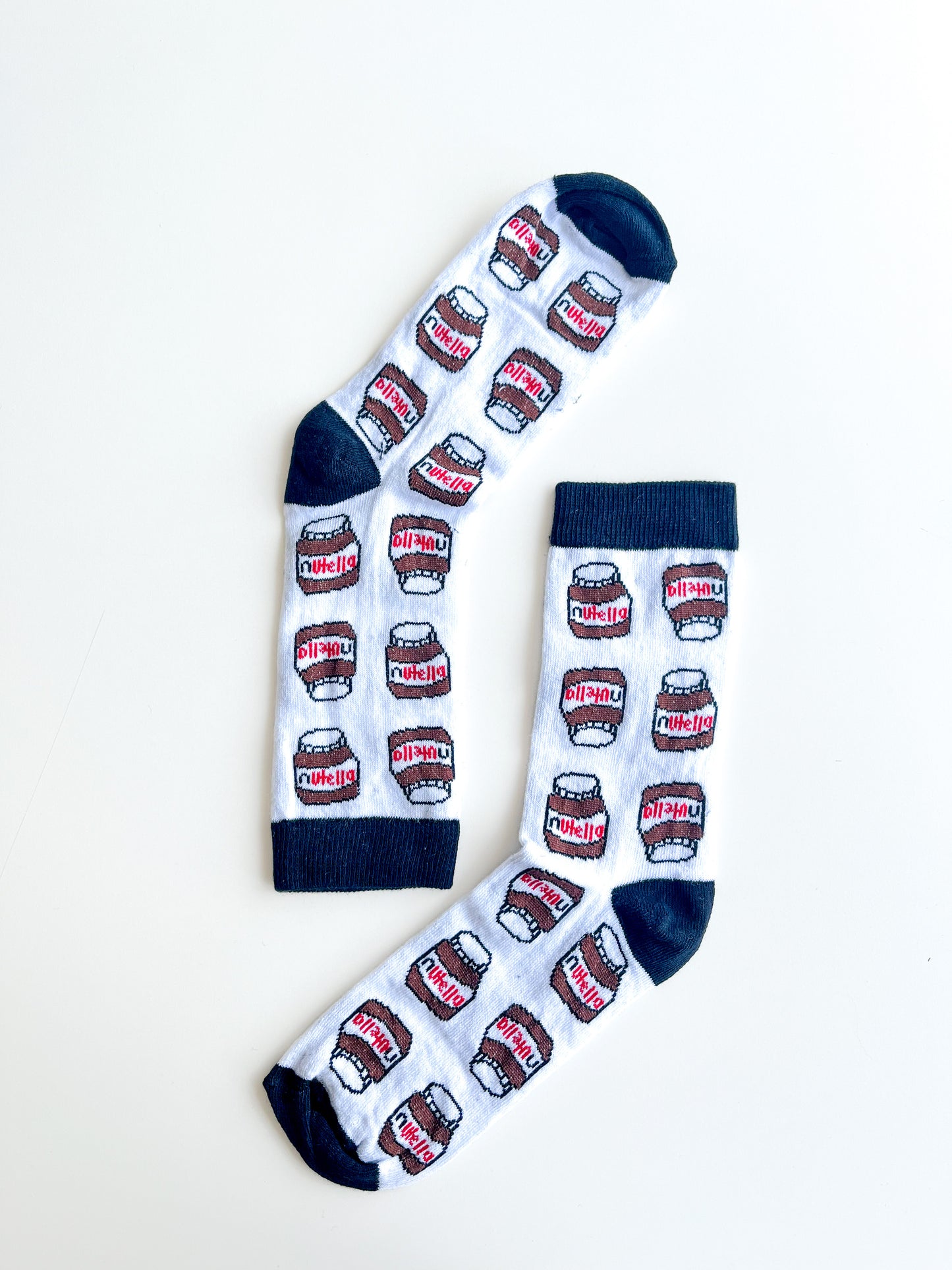 Nutella Detailed Navy Blue-White Colored Socks