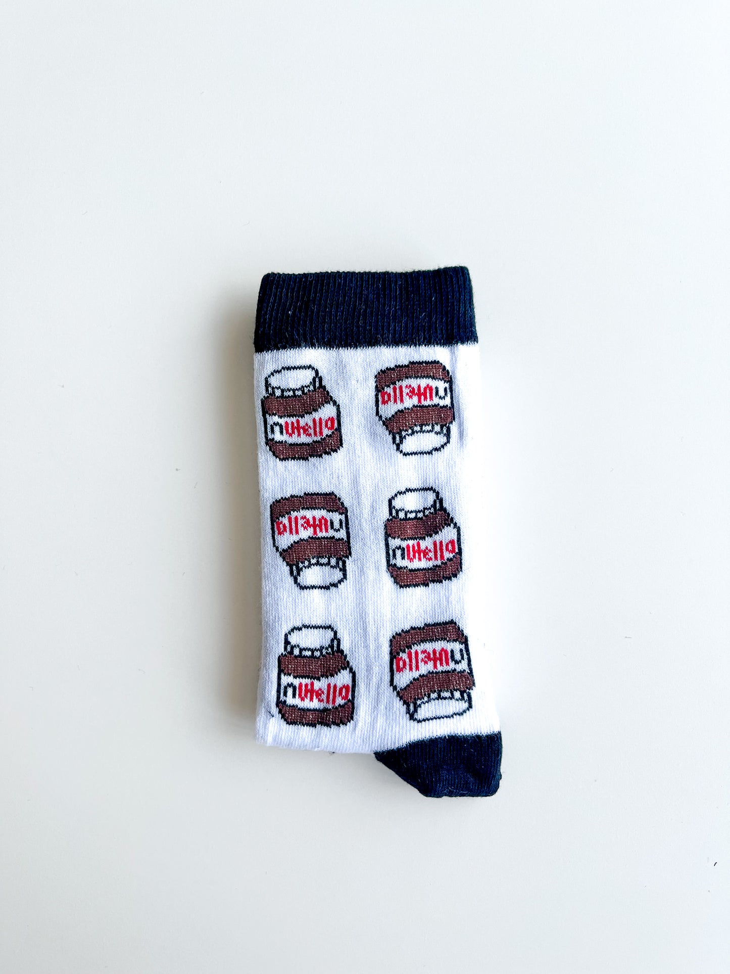 Nutella Detailed Navy Blue-White Colored Socks
