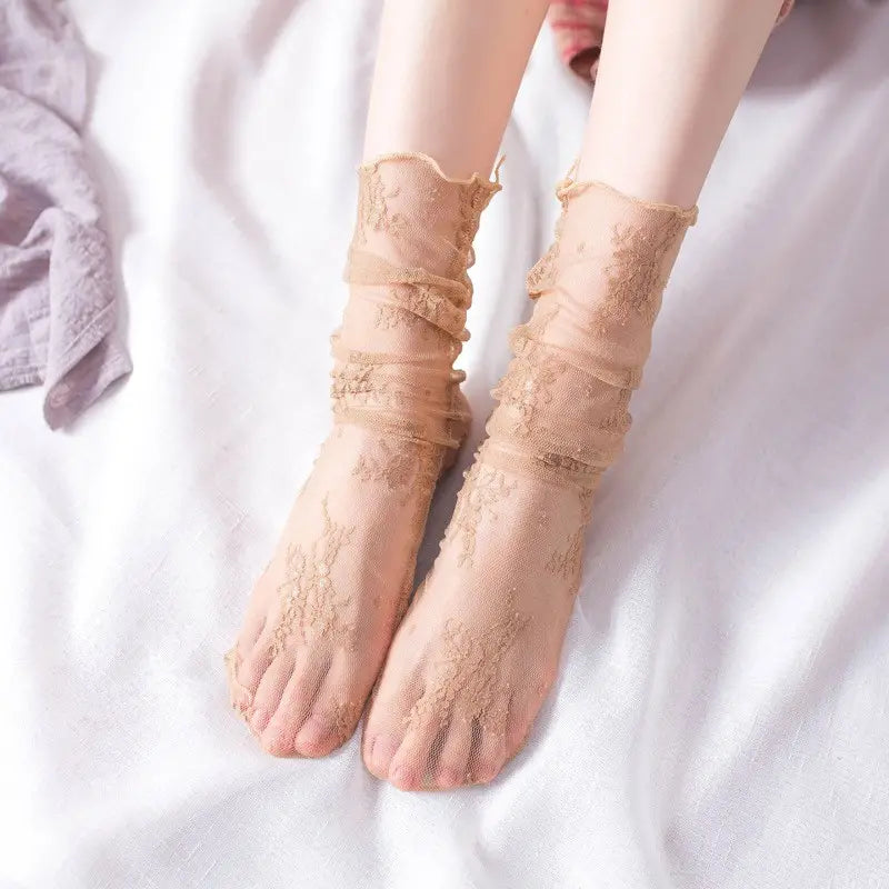 Brown Tulle Socks