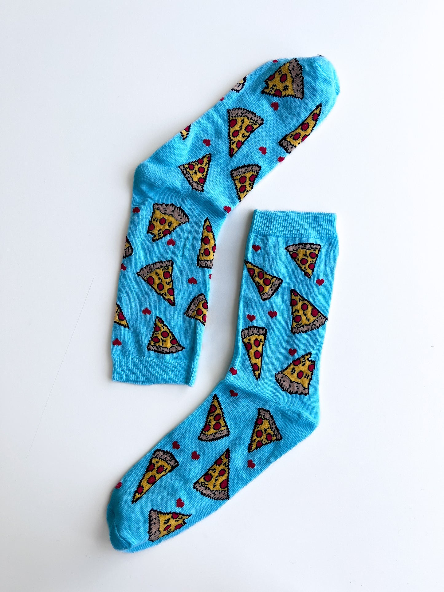 Blue Colored Socks with Pizza Detail