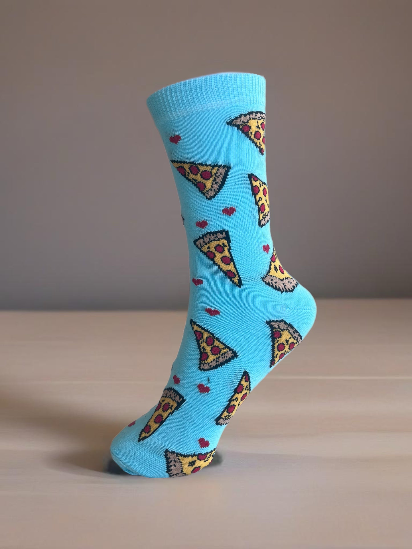 Blue Colored Socks with Pizza Detail