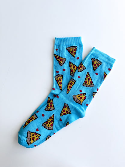 Blue Colored Socks with Pizza Detail