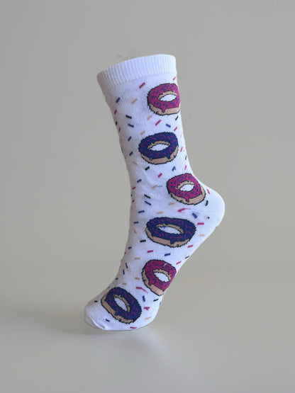 Donut Detailed White Colored Socks