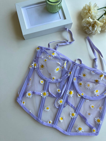 Papatya Detaylı Lila Bralet Korse