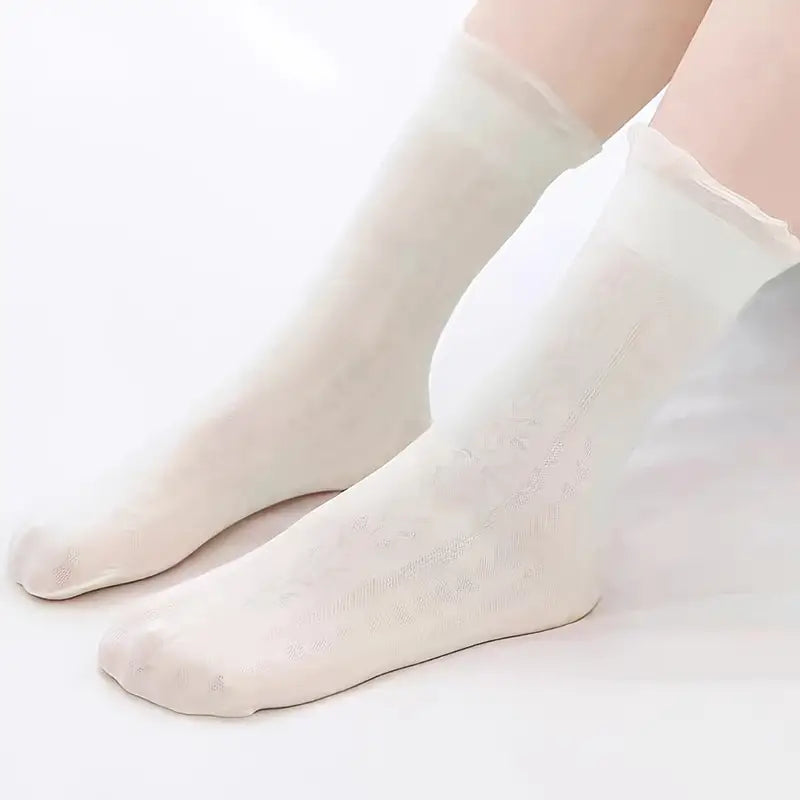 Mixed patterned White Tulle Socks