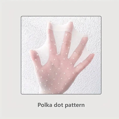 White Colored Tulle Socks with Polka Dot Detail